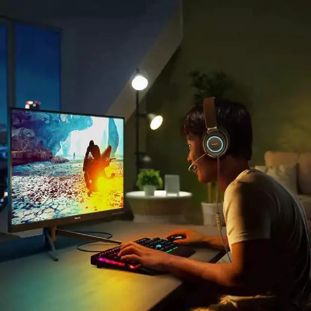 Alt view image 6 of 6 - Philips USB Computer Gaming Headset with Microphone, 7.1 Surround Sound, Comfort Fit Wired Headphones with RGB LED Lighting