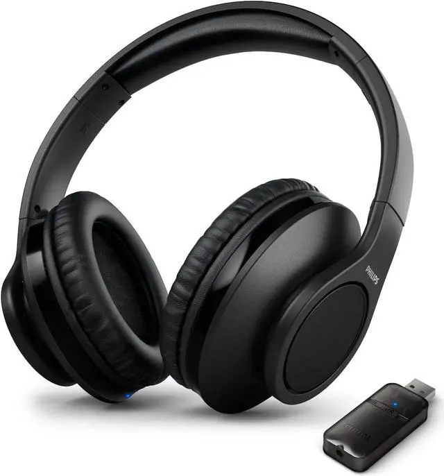 Main image of PHILIPS Wireless Headphones for TV Over Ear, Bluetooth, Low Latency, USB Transmitter, TAH6206BK