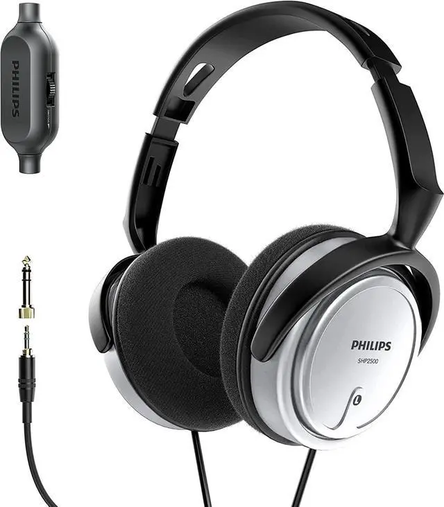 Alt view image 4 of 6 - Philips Over Ear Wired Studio Headphones with Volume Control for TV & PC with 3.5mm and 6.3mm Cable