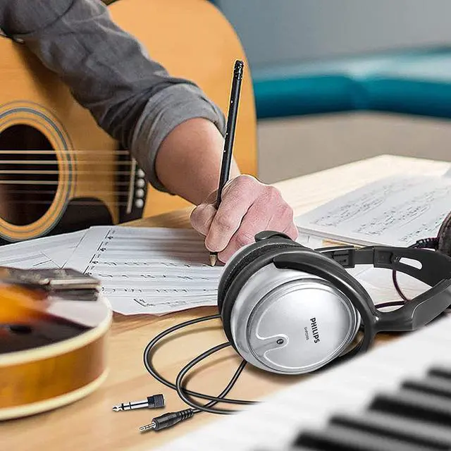 Alt view image 5 of 6 - Philips Over Ear Wired Studio Headphones with Volume Control for TV & PC with 3.5mm and 6.3mm Cable