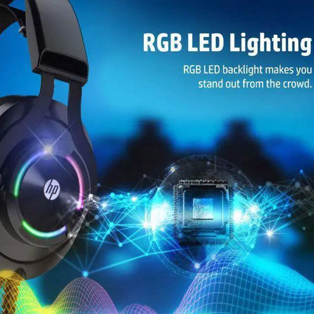 Alt view image 6 of 6 - HP Wired Gaming Headset W Microphone for Xbox One PS4 PS5 PC, Laptop Over the Ear Gaming Headphones W LED Lights