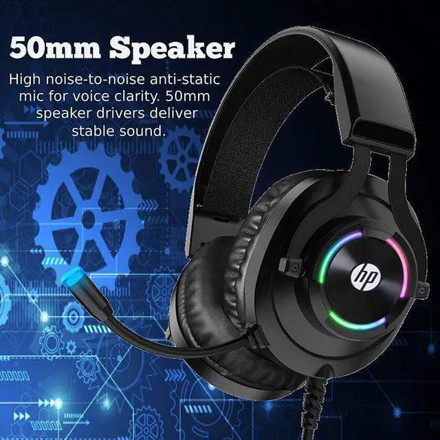 Alt view image 5 of 6 - HP Wired Gaming Headset W Microphone for Xbox One PS4 PS5 PC, Laptop Over the Ear Gaming Headphones W LED Lights