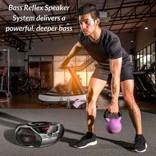 Alt view image 6 of 7 - Philips AZ7T CD-Soundmachine Portable Boombox CD Player Bluetooth FM Radio MP3 Mega Bass Reflex Stereo Sound System with NFC, 12W, USB Input, Headphone Jack, and LCD Display