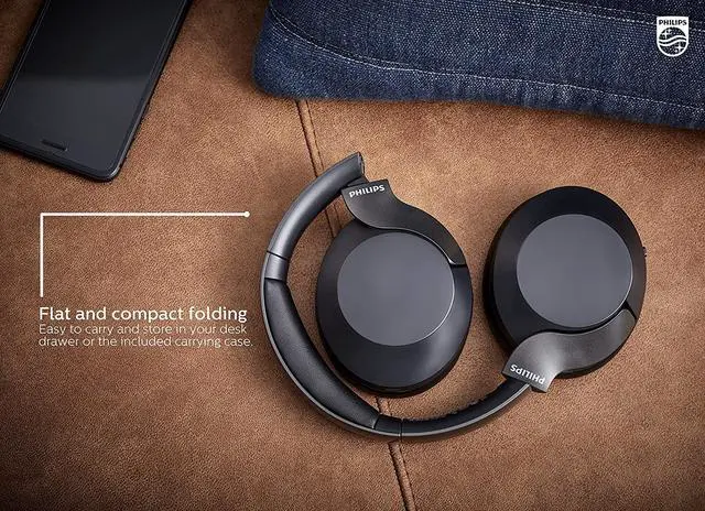 Alt view image 7 of 7 - Philips Active Noise Canceling Over Ear Wireless Bluetooth Performance Headphones W/ Hi-Res Audio, Comfort Fit (TAPH805BK)