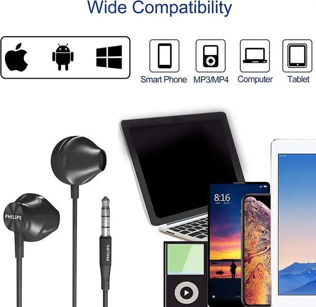 Alt view image 4 of 5 - Philips Wired Earbuds Earphones, in Ear Bass Crystal Clear Sound, Ergonomic Comfort-Fit