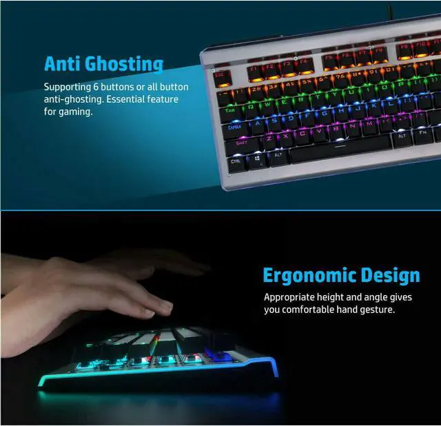 Alt view image 2 of 7 - HP GK520 Wired Mechanical Gaming Keyboard, Backlit