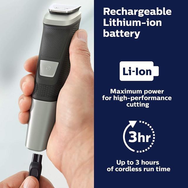 Alt view image 2 of 7 - Philips Norelco Multigroomer All-in-One Trimmer Series 5000, 18 Piece Mens Grooming Kit, for Beard Face, Hair, Body Hair Trimmer for Men, No Blade Oil Needed, MG5750/49