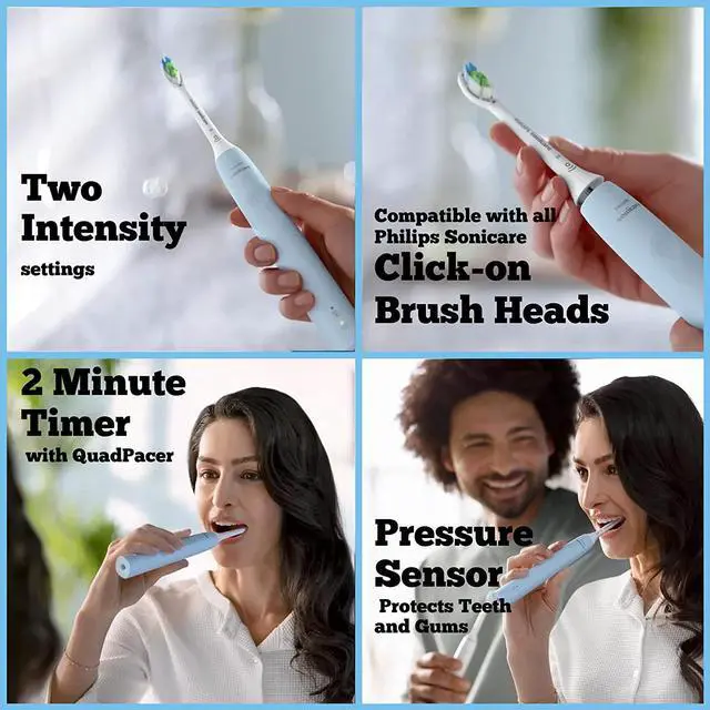 Alt view image 2 of 6 - Philips Sonicare Electric Toothbrush DiamondClean, Rechargeable Electric Tooth Brush with Pressure Sensor, Sonic Electronic Toothbrush, Travel Case, Blue