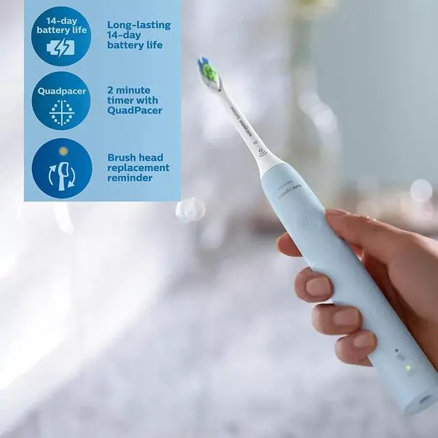 Alt view image 6 of 6 - Philips Sonicare Electric Toothbrush DiamondClean, Rechargeable Electric Tooth Brush with Pressure Sensor, Sonic Electronic Toothbrush, Travel Case, Blue