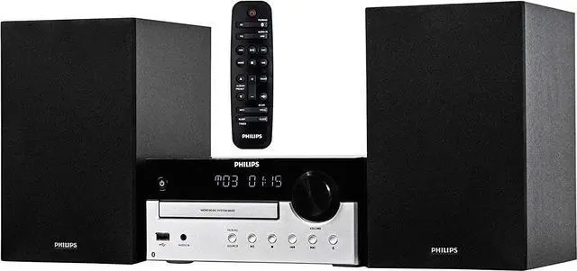 Alt view image 2 of 7 - PHILIPS Bluetooth Stereo System for Home with CD Player, MP3, USB, Audio in, FM Radio, Bass Reflex Speaker, 60W, Remote Control Included G