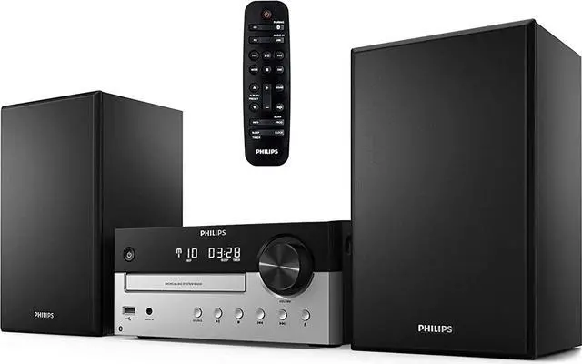 Main image of PHILIPS Bluetooth Stereo System for Home with CD Player, MP3, USB, Audio in, FM Radio, Bass Reflex Speaker, 60W, Remote Control Included G