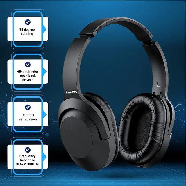 Alt view image 3 of 4 - PHILIPS Over Ear Wired Stereo Headphones for Podcasts, Studio Monitoring and Recording Headset for Computer, Keyboard and Guitar with 6.3 mm (1/4") Add On Adapter
