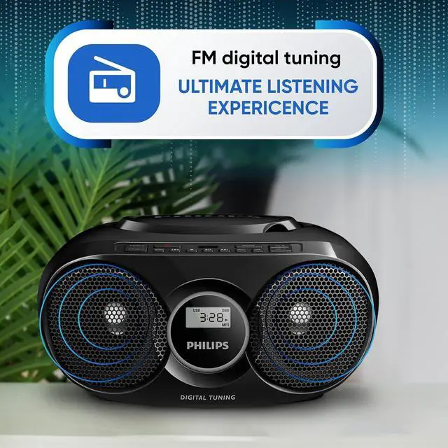 Alt view image 3 of 7 - PHILIPS Portable CD Player Boombox,FM Radio,USB Playback, Stereo Speakers
