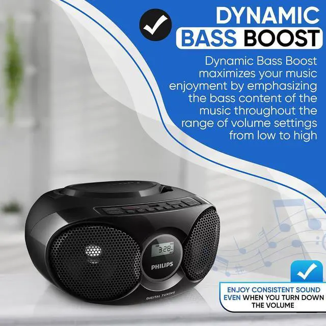 Alt view image 6 of 7 - PHILIPS Portable CD Player Boombox,FM Radio,USB Playback, Stereo Speakers