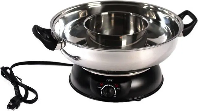 Alt view image 3 of 3 - Sunpentown SS-303 Electric Shabu Shabu Pot (2 Compartments)