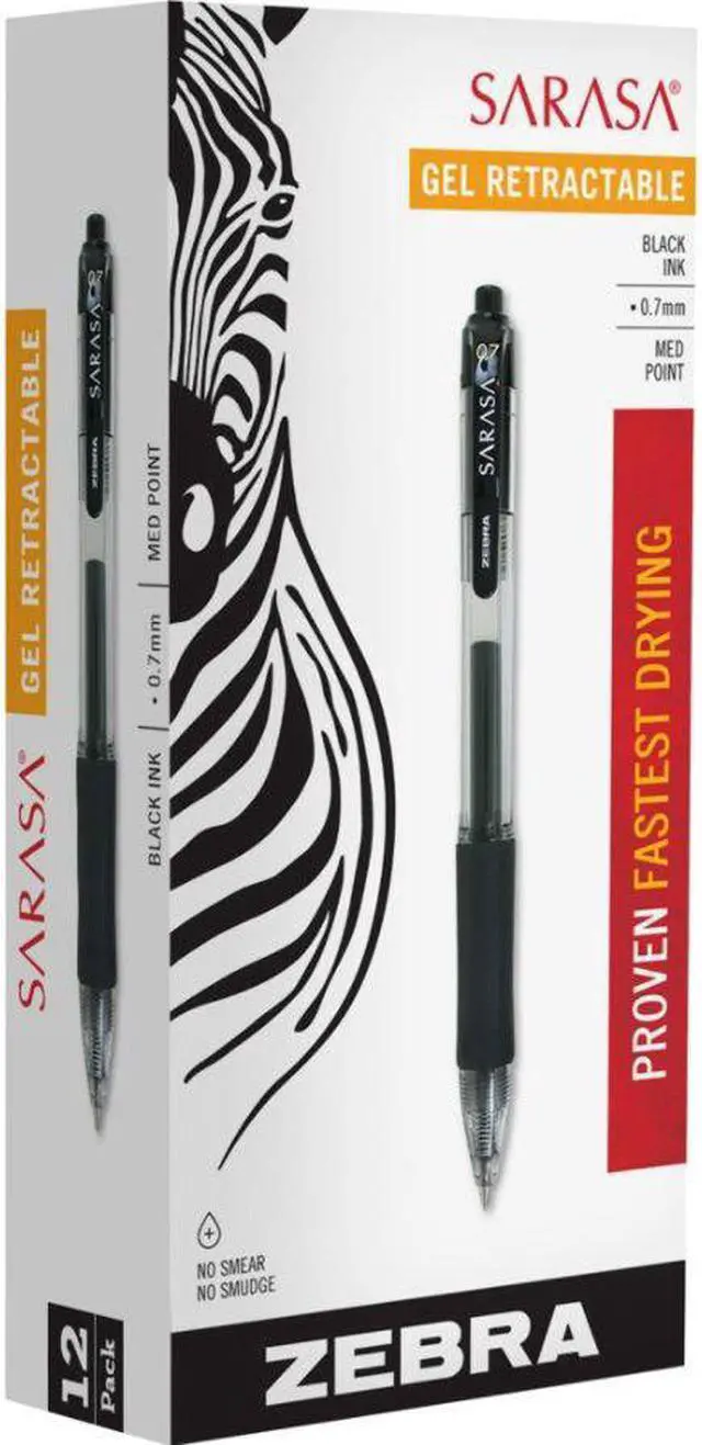 Alt view image 6 of 13 - Zebra Sarasa Retractable Gel Pen Black Ink Medium Dozen 46810
