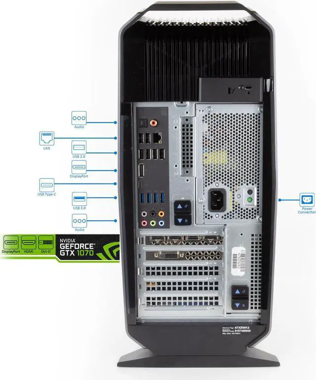Alt view image 3 of 7 - Alienware Aurora R6 Gaming Desktop, Intel Quad-Core i7-7700 Upto 4.2GHz, 16GB RAM, 256GB SSD, NVIDIA GeForce GTX 1070 8GB, DVD-RW, HDMI, DisplayPort, DVI, Wi-Fi, BT, Windows 10 Pro