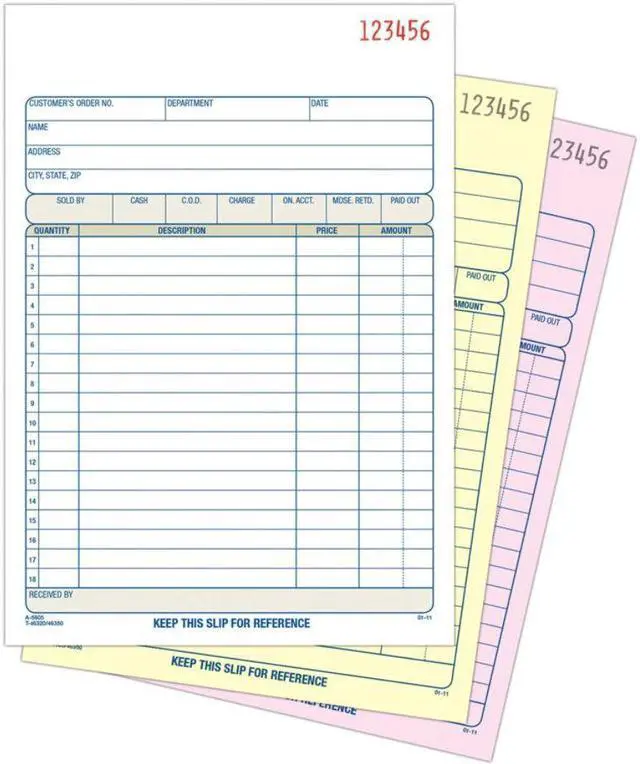 Alt view image 10 of 17 - Adams Carbonless Sales Order Books - 50 Sheet(s) - 3 Part - Carbonless - 8.43" x 5.56" Sheet Size - Assorted - 1Each