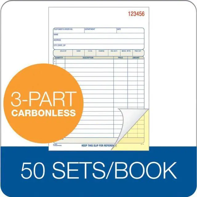 Alt view image 12 of 17 - Adams Carbonless Sales Order Books - 50 Sheet(s) - 3 Part - Carbonless - 8.43" x 5.56" Sheet Size - Assorted - 1Each
