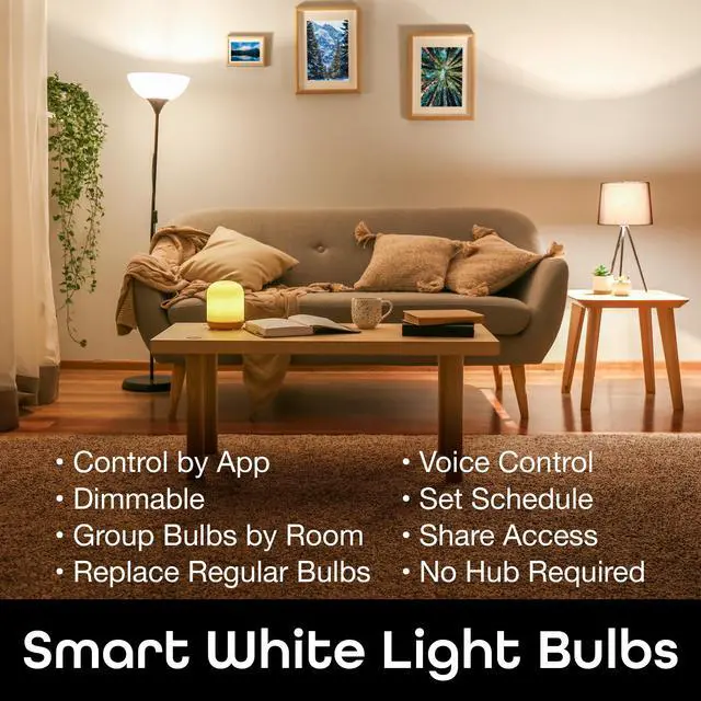 Alt view image 2 of 6 - Geeni GN-BW902-999 Lux 800 Dimmable Warm Wi-fi LED Smart Bulb