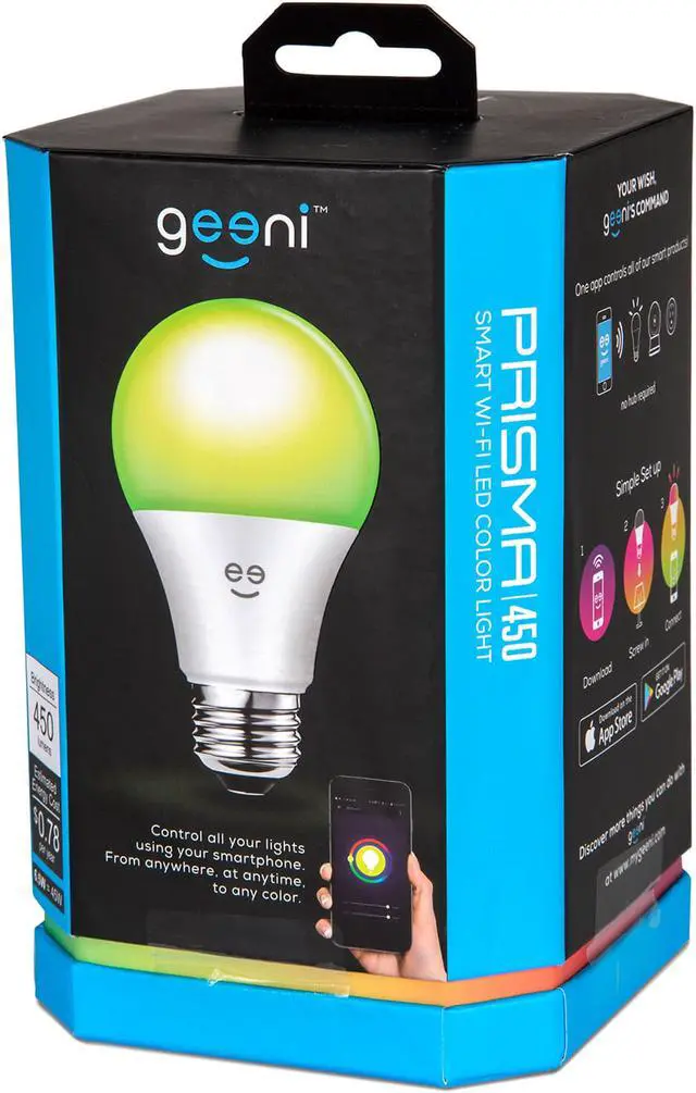 Alt view image 5 of 6 - Geeni PRISMA 450 (45W Equivalent) Multi-Color A19 Smart LED Light Bulb / Amazon Alexa / Google Assistant / Microsoft Cortana Compatible / No Hub Required