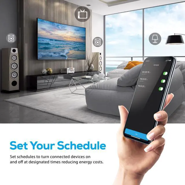 Alt view image 6 of 6 - Geeni GN-SW001-199 SURGE Smart Wi-Fi 4-Outlet 4-USB Surge Protector