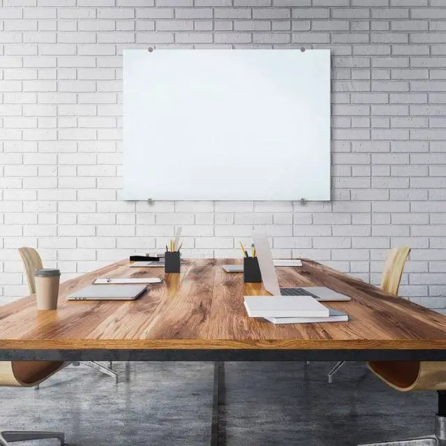 Alt view image 4 of 11 - Luxor Magnetic Wall-Mounted Glass Board - 48" x 36" - White Surface - Silver Aluminum Frame WGB4836M