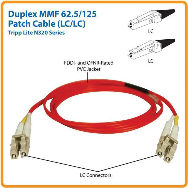 Alt view image 5 of 9 - Tripp Lite N320-15M-RD Duplex Multimode 62.5/125 Red Fiber Optic Patch Cable LC/LC - 15M (50feet)