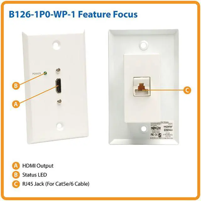 Alt view image 8 of 11 - HDMI OVER CAT5/CAT6 PASSIVE VIDEO EXTENDER REMOTE WALLPLATE TAA GSA