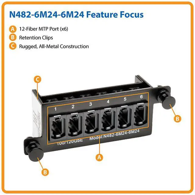 Alt view image 15 of 15 - Tripp Lite 100Gb/120Gb Pass-through Cassette - Fiber optic cassette - MTP/MPO X