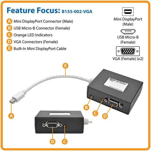 Main image of TRIPP LITE B155-002-VGA MINI DISPLAYPORT VGA SPLITTER