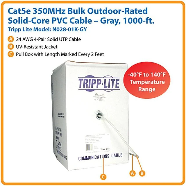 Alt view image 5 of 11 - Tripp Lite Cat5e Outdoor Bulk Cable