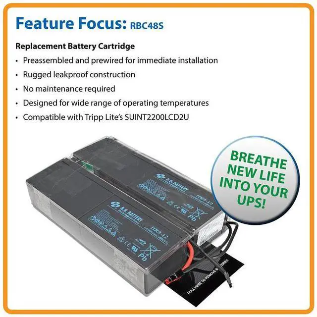 Alt view image 2 of 7 - Tripp Lite Replacement Battery Cartridge for Select 48V Tripp Lite SmartOnline UPS Systems