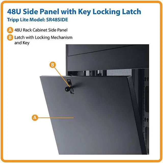 Alt view image 2 of 6 - Tripp Lite SR48SIDE 48U 48U Smartrack Side Panel with Key Locking Latch