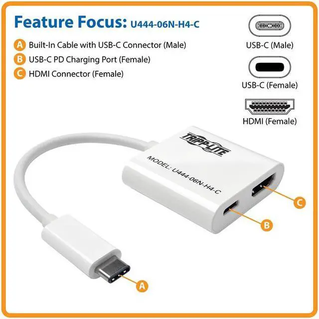 Alt view image 4 of 15 - Tripp Lite U444-06N-H4-C USB Display Adapters