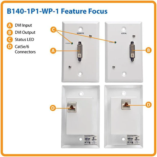 Alt view image 3 of 5 - Tripp Lite Dvi Over Cat5/Cat6 Video Extender Transmitter And Receiver Taa 100'