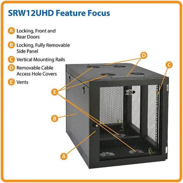 Alt view image 2 of 13 - TRIPP LITE SRW12UHD 12U WALL MOUNT RACK ENCLOSURE SERVER CABINET SIDE MOUNT WALLMOUNT
