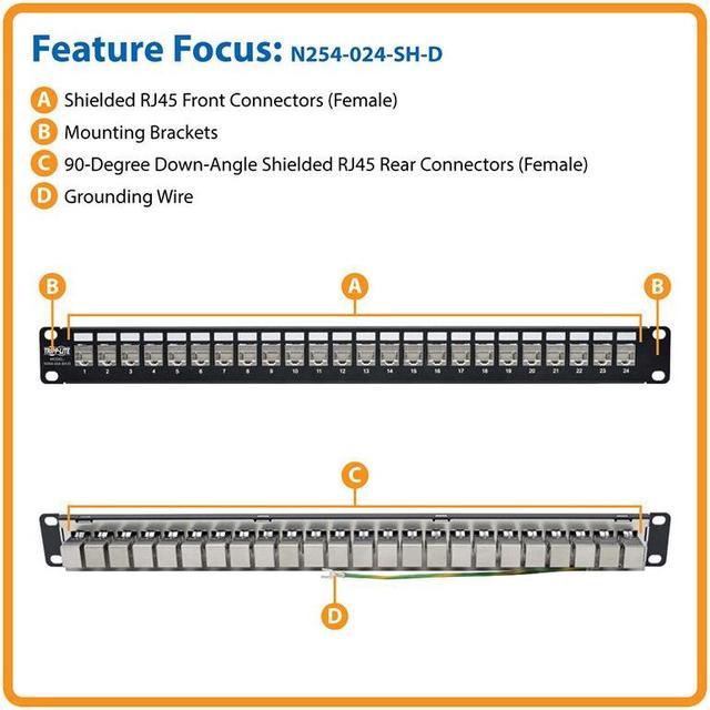 24 Port Cat 6 Rack Mount Patch Panel - 1U, TAA Compliant, RoHS Compliant