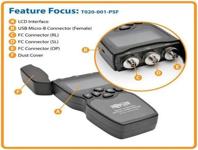 Alt view image 4 of 20 - Tripp Lite Multi-Function Optical Fiber Cable Tester with Power Meter, Light Source & Visual Fault Locator (T020-001-PSF)