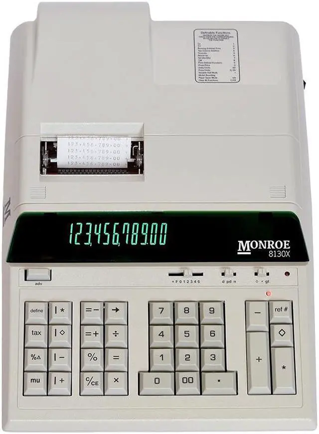 Alt view image 2 of 4 - Monroe 8130X Ivory 12-Digit Basic Function Heavy-Duty Accounting Printing Calculator