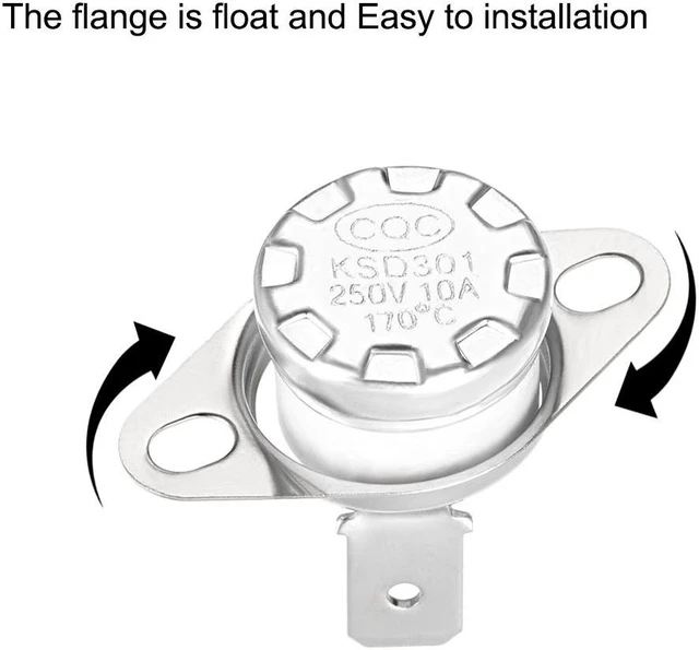 Alt view image 4 of 6 - KSD301 Thermostat, Temperature Control Switch 170°C 10A Normally Closed N.C 2pcs