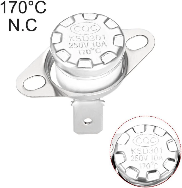Alt view image 6 of 6 - KSD301 Thermostat, Temperature Control Switch 170°C 10A Normally Closed N.C 2pcs