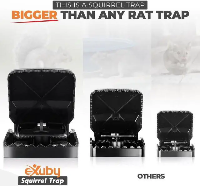 Alt view image 3 of 7 - eXuby Squirrel Trap (2 pack) - Consistent & Humane Kill Every Time - No Failures - Powerful & Deadly Spring - 5" Large Opening - 96% Instant Kill - For Attic, Garden, Forest &more -Reusable -Easy Setu