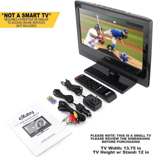 Alt view image 7 of 7 - eXuby Small TV - Perfect Kitchen TV  13.3 inch LED TV  Watch HDTV Anywhere  For Kitchen TV, RV TV, Office TV & more FREE HD Local Channels  Small HD TV - USB, HDMI, RCA, RF & more