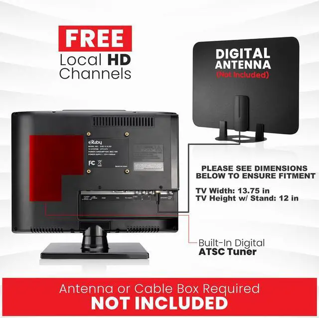Alt view image 5 of 7 - eXuby Small TV - Perfect Kitchen TV  13.3 inch LED TV  Watch HDTV Anywhere  For Kitchen TV, RV TV, Office TV & more FREE HD Local Channels  Small HD TV - USB, HDMI, RCA, RF & more