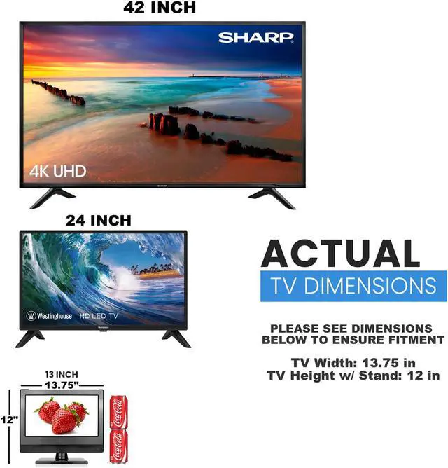 Alt view image 4 of 7 - eXuby Small Flat Screen TV - Perfect For Kitchen, 13.3 inch LED, Watch HDTV Anywhere for RV, Office & More Free HD Local Channels TV - Includes 35mi Range Flat Antenna