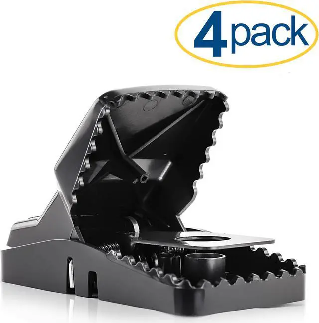 Main image of Large Powerful Rat Traps (4 Pack) - Kills Instantly with Powerful Steel Spring - Setup in Seconds - Wash & Reuse Over & Over - Hands Free Disposal - Rat Control without Harmful Poisons or Chemicals