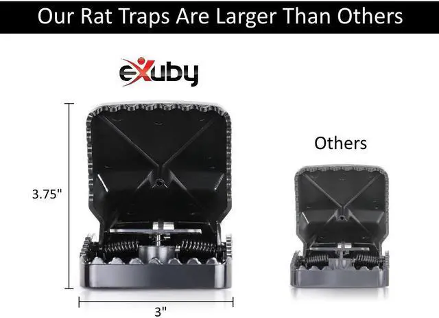 Alt view image 5 of 6 - Large Powerful Rat Traps (4 Pack) - Kills Instantly with Powerful Steel Spring - Setup in Seconds - Wash & Reuse Over & Over - Hands Free Disposal - Rat Control without Harmful Poisons or Chemicals