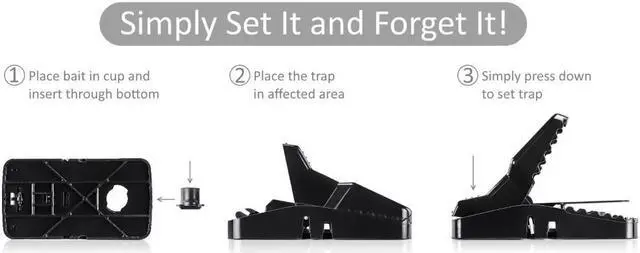 Alt view image 2 of 6 - Large Powerful Rat Traps (12 Pack) - Kills Instantly with Powerful Steel Spring - Setup in Seconds - Wash & Reuse Over & Over - Hands Free Disposal - Rat Control without Harmful Poisons or Chemicals