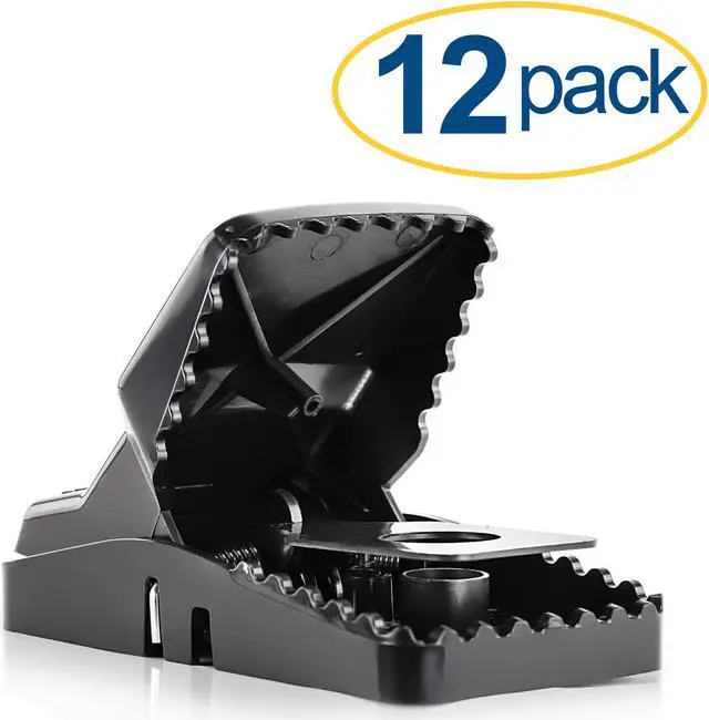 Main image of Large Powerful Rat Traps (12 Pack) - Kills Instantly with Powerful Steel Spring - Setup in Seconds - Wash & Reuse Over & Over - Hands Free Disposal - Rat Control without Harmful Poisons or Chemicals